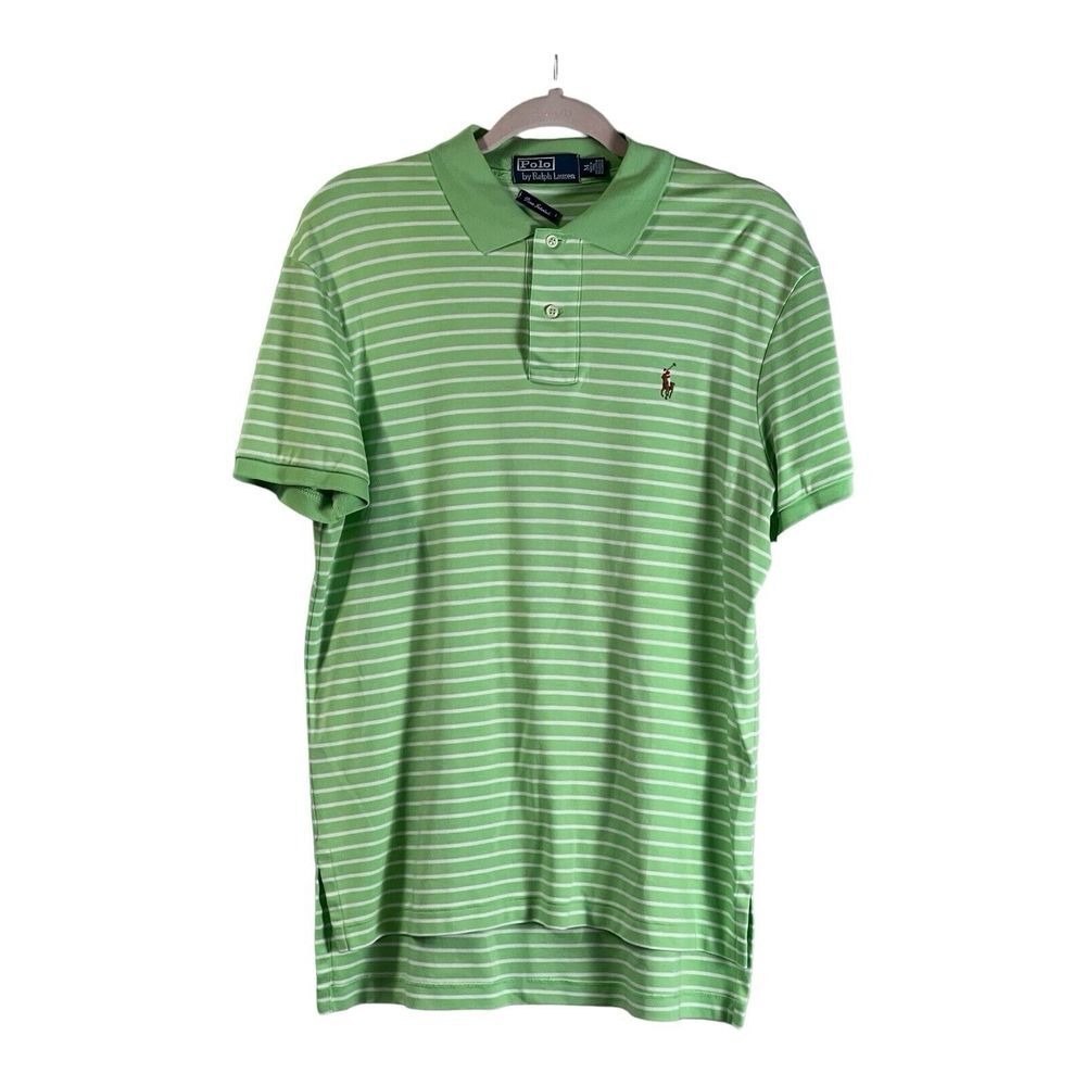 Polo Ralph Lauren Golf‎ Shirt Mens Medium Green Striped Short Sleeve Golfer
